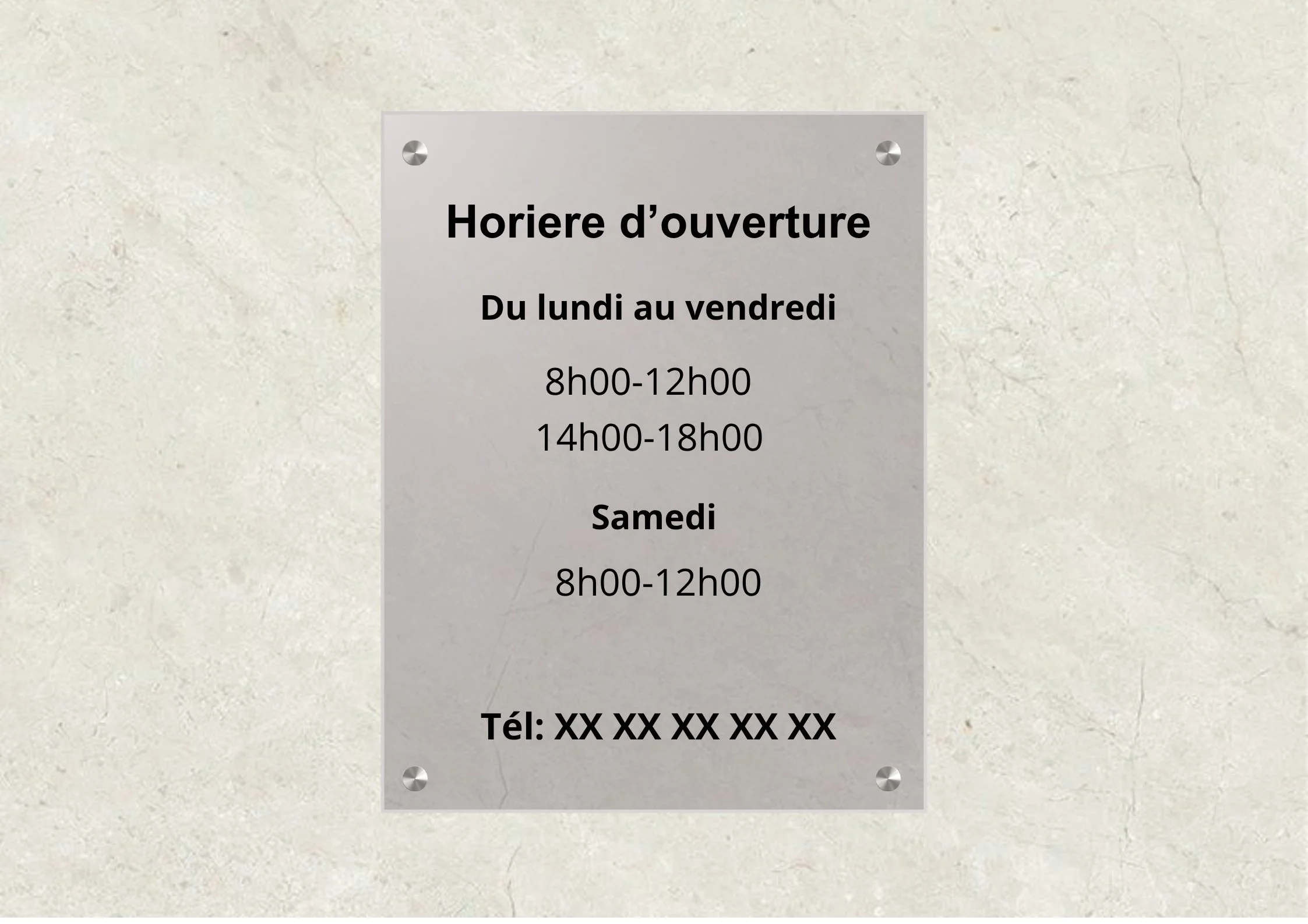 Panneau horaire d'ouverture