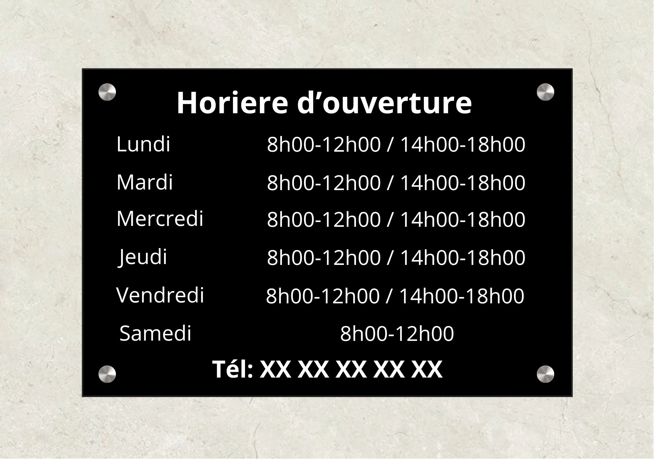 Panneau horaire d'ouverture