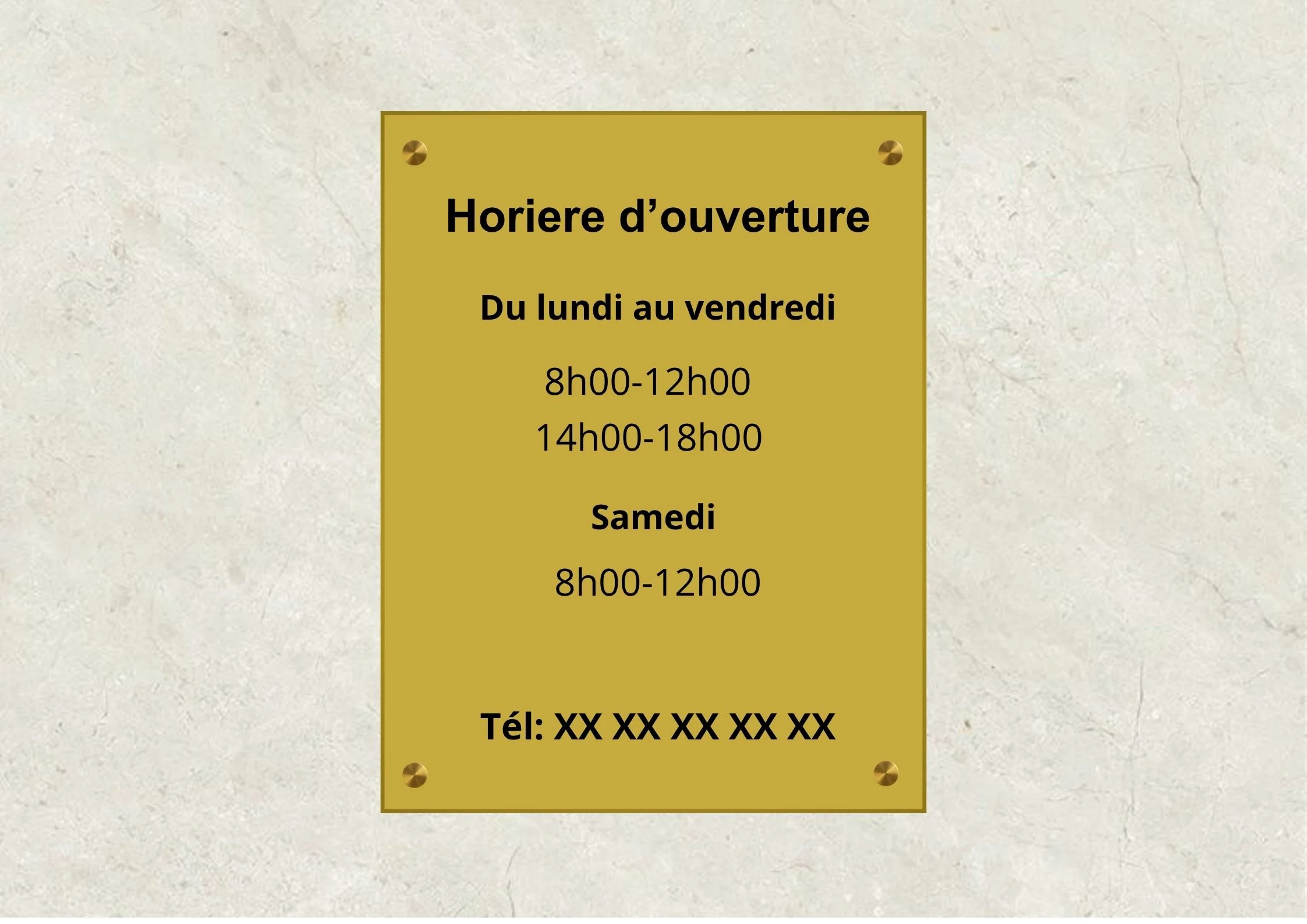 Panneau horaire d'ouverture