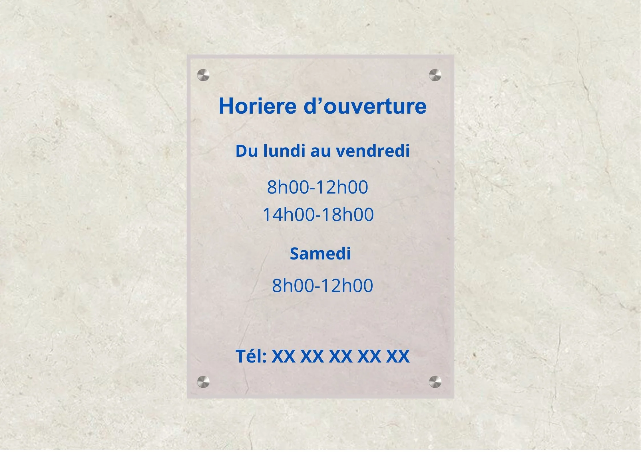 Panneau horaire d'ouverture